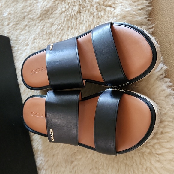 NWT IOB Coach Franca Black Leather Slip-on Espadrilles 🖤💛 - Picture 3 of 16